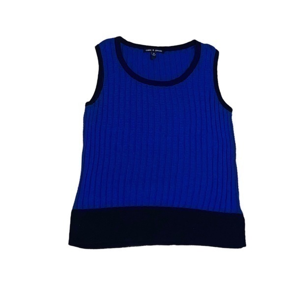 Cable & Gauge Sleeveless Sweater - Royal Blue & Black - Size Medium - Picture 1 of 6